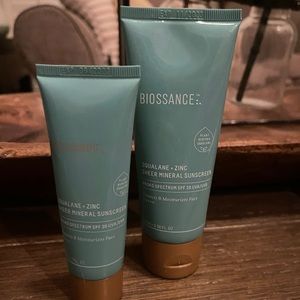 Biossance Squalane + zinc sheer mineral sunscreen. 2 tubes - barely used. SPF 30
